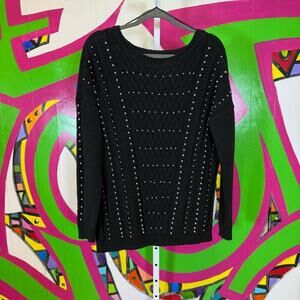 Guess, Black Knit Pullover with Gold Bead Details. Size Medium. Good used cond!
